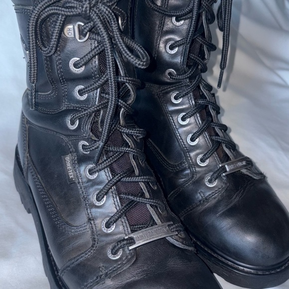 Harley-Davidson Black Leather Lace-Up Boots - Picture 3 of 11
